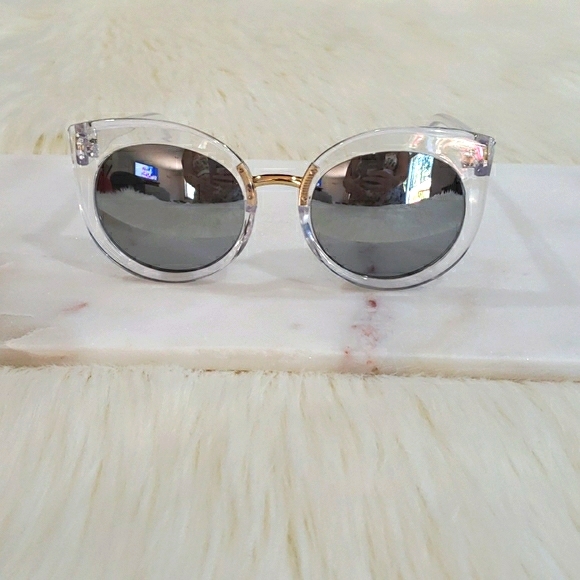 Retro 🎅 Round Cat Eye Sunglasses Mirrored Lens - Picture 3 of 6